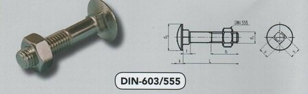 m 12X340/49 slotbouten met moer staal verzinkt (603/555 VPE:10)