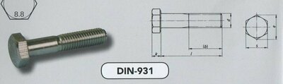 m  6x 80 zeskantbouten staal verzinkt (931/8.8 VPE:200)