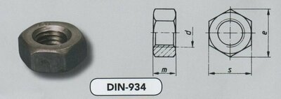 m 16 zeskantmoeren staal zwart (934/8 VPE:700)