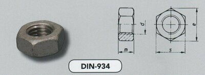 m  8 zeskantmoeren staal TZN-iso pass. (934/8 VPE:200)